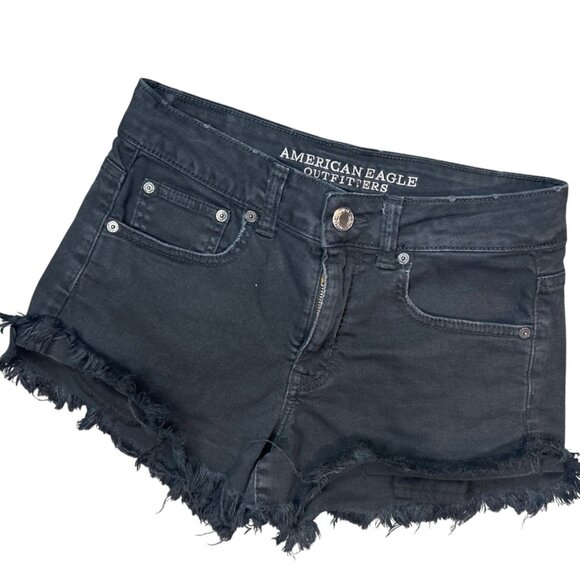 American Eagle High Rise Festival Denim Shorts Size 4 Wild Child SK8 Y2K - Picture 1 of 3